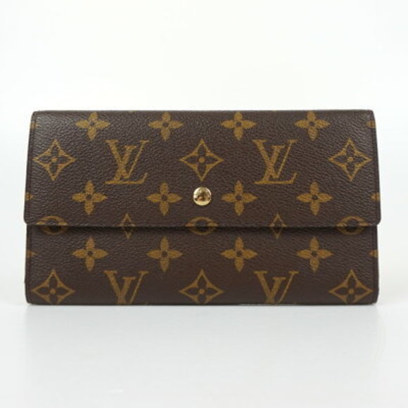 Louis Vuitton Porte Tresor Monogram Canvas Tri Long Wallet Brown - Picture 1 of 9